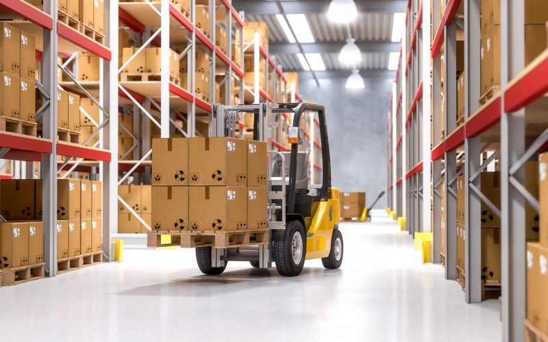 classic warehouse with pallet 3d rendering image